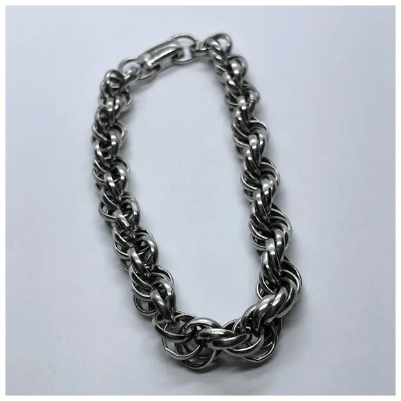 Coro 7.5" Silver Tone Vintage Multi Link Chain Bracelet - Picture 4 of 5